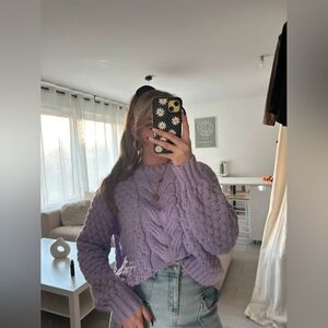Lilac Cable Knit Sweater